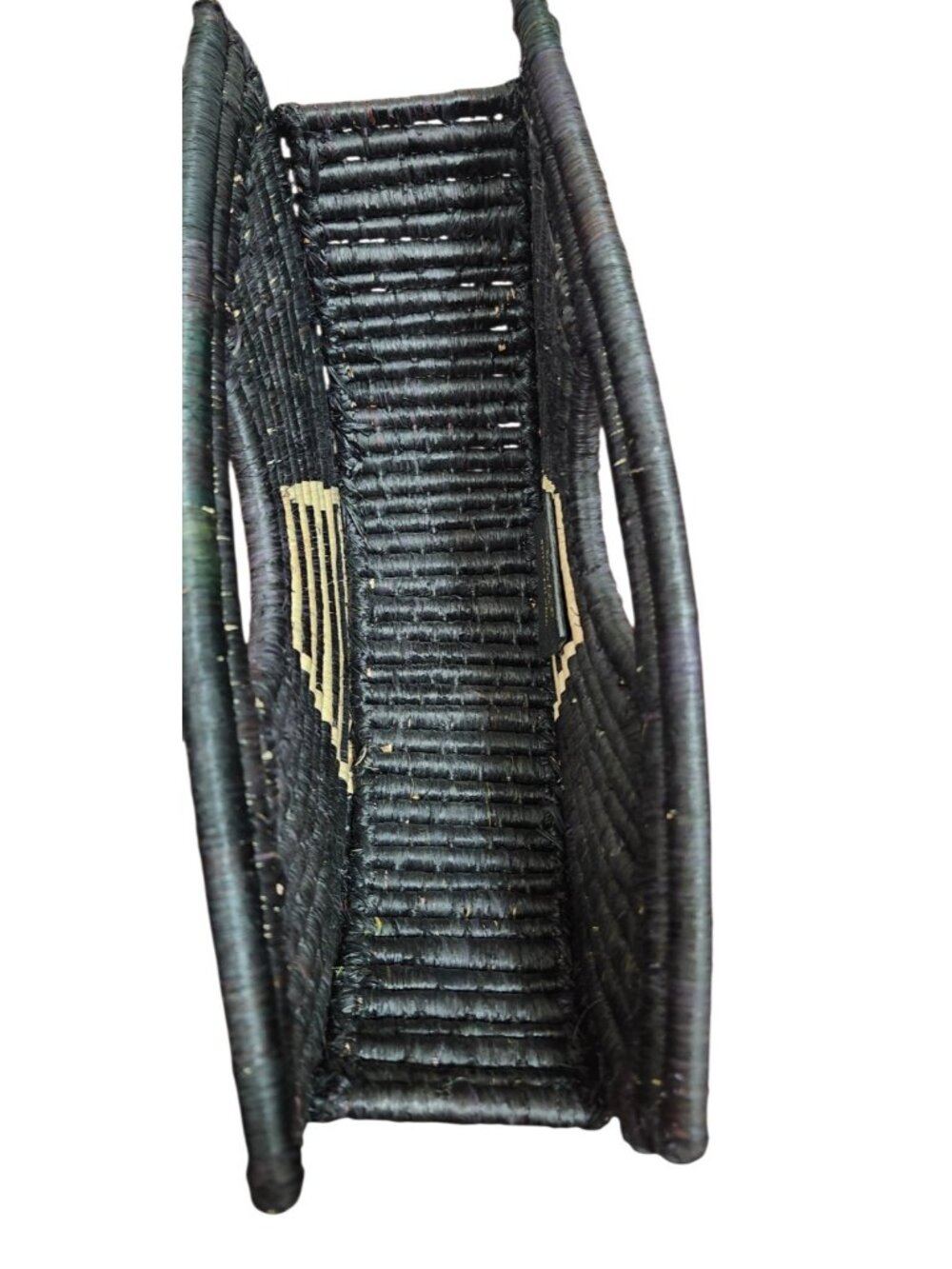 EILAF Large Half Moon Raffia Top Handle Bag Black Woven Straw Clutch Boho Design - Picture 8 of 14